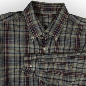 Vintage Pendleton Men's Wool‎ Plaid Shirt Fireside Gray Navy Red Large